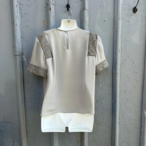 Tome NYC Grey silk Contrast blouse, size M - Picture 7 of 9